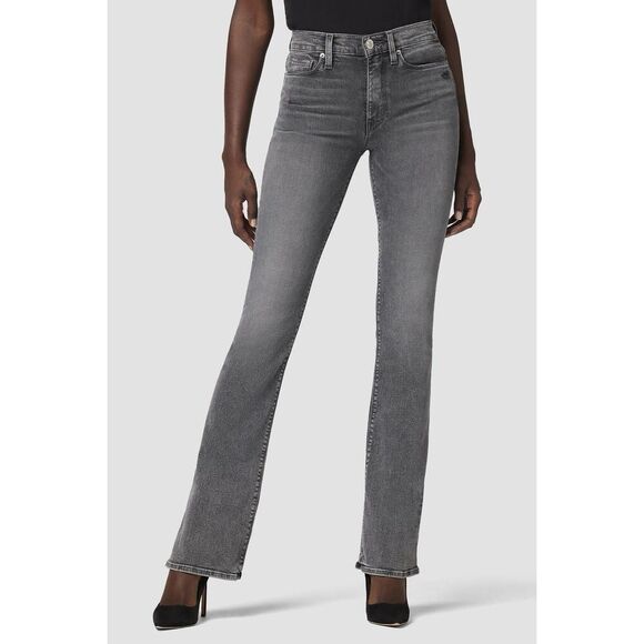Hudson Jeans Barbara High-Rise Boot-Cut Raw Hem Jean Black Size 27 - Picture 1 of 3